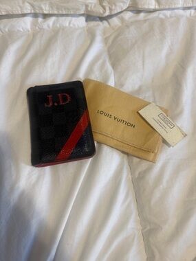 Louis Vuitton Black & Grey Monogram Pocket organizer Personalized J.D